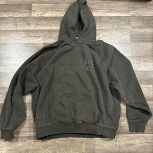 Essentials Fear Of God Hoodie In Off Black